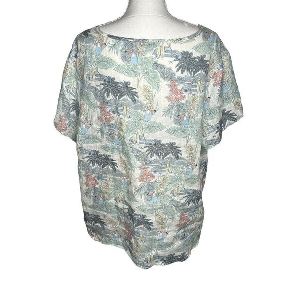Tahari Plus 2X Top 100% Linen Short Sleeve Lightweight Tunic Woven Tee Shirt - Picture 5 of 6